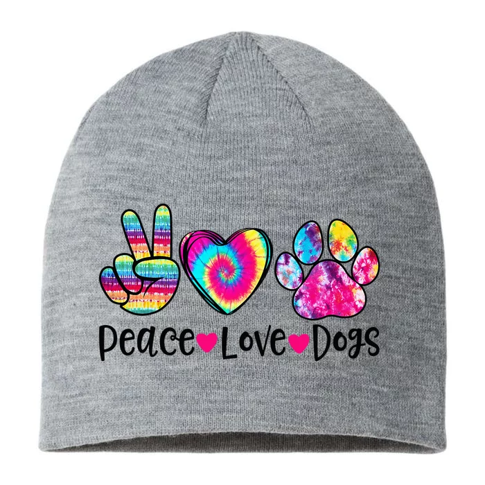 Peace Love Dogs Tie Dye Dog Paw Dog Mom Mother's Day 8 1/2in Sustainable Knit Beanie