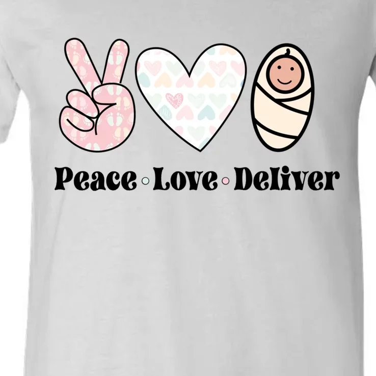 Peace Love Deliver Labor And Delivery Nurse L And D Nursing Cool Gift V-Neck T-Shirt