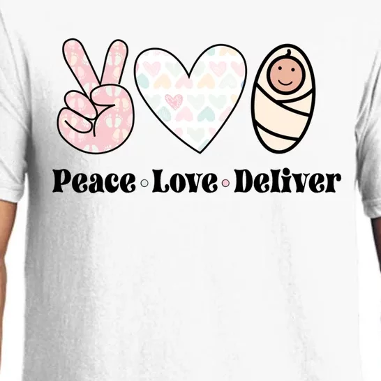 Peace Love Deliver Labor And Delivery Nurse L And D Nursing Cool Gift Pajama Set