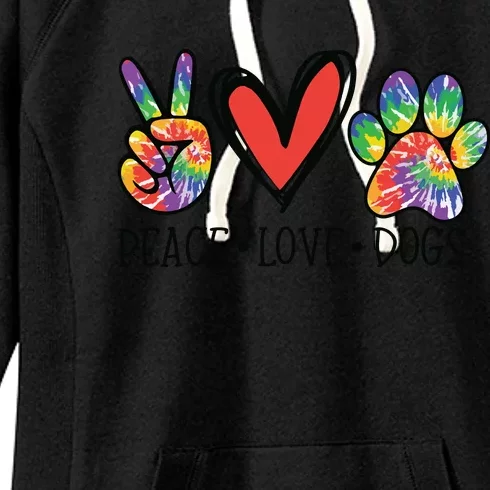 Peace Love Dogs Paws Tie Dye Rainbow Animal Rescue Womens Women's Fleece Hoodie