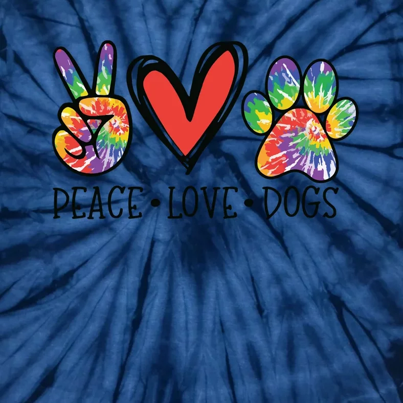 Peace Love Dogs Paws Tie Dye Rainbow Animal Rescue Womens Tie-Dye T-Shirt