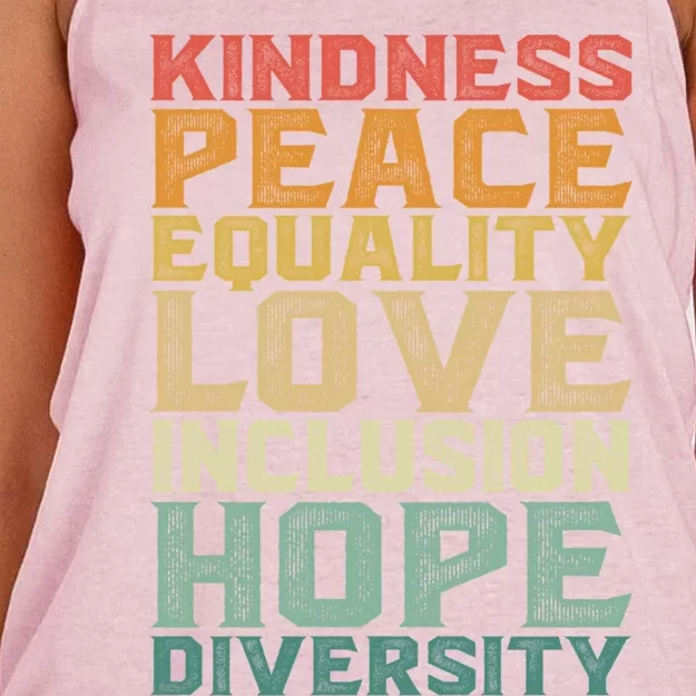 Peace Love Diversity Inclusion Equality Black History Month Cool Gift Women's Knotted Racerback Tank