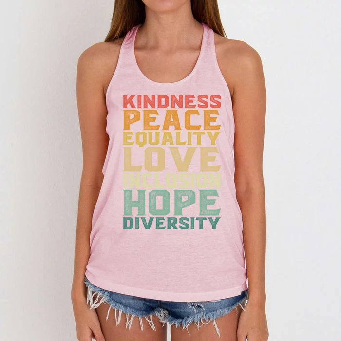 Peace Love Diversity Inclusion Equality Black History Month Cool Gift Women's Knotted Racerback Tank