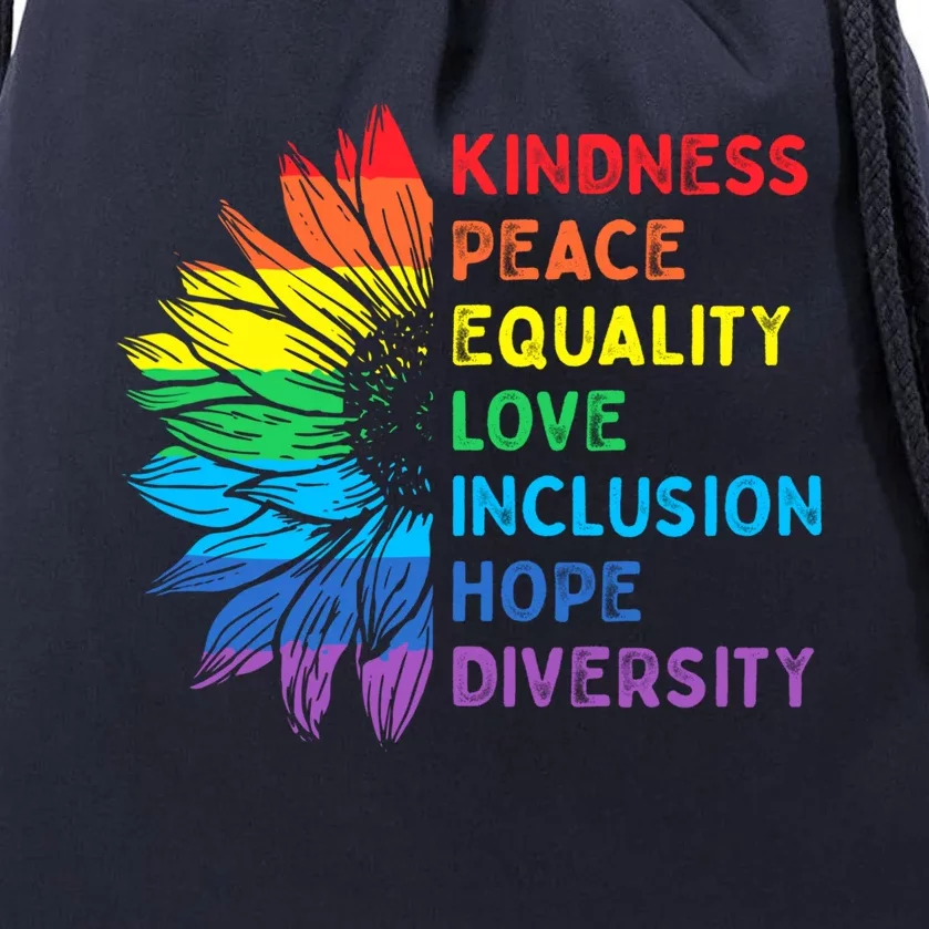 Peace Love Diversity Inclusion Equality Hu Rights Rainbow Gift Drawstring Bag