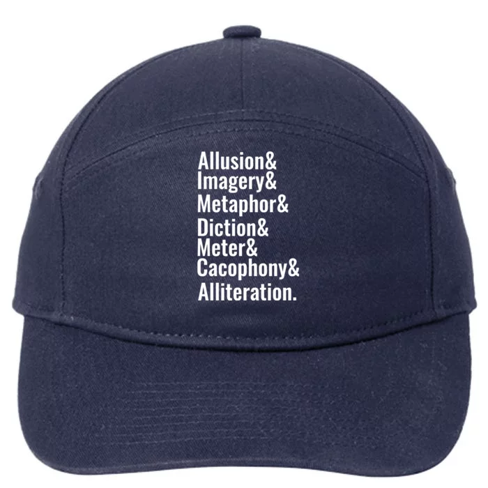 Poetry Literary Devices Literature Words Quote Meaningful Gift 7-Panel Snapback Hat