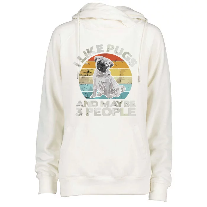 Pug Lover Dog Lover Gift Retro Pug Womens Funnel Neck Pullover Hood