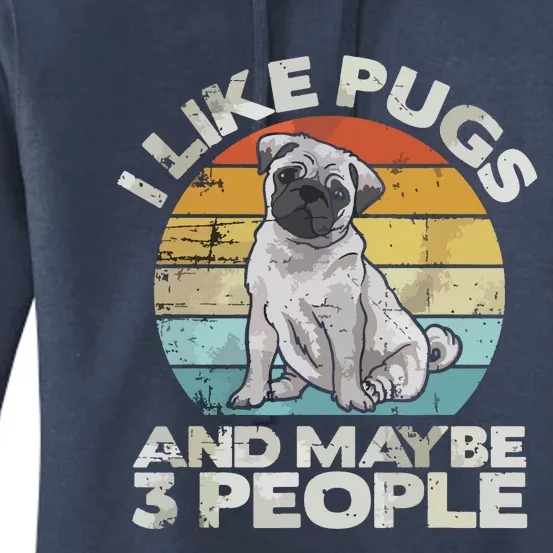 Pug Lover Dog Lover Gift Retro Pug Women's Pullover Hoodie