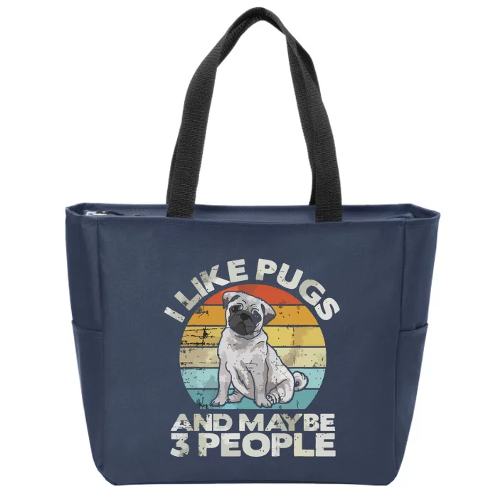 Pug Lover Dog Lover Gift Retro Pug Zip Tote Bag