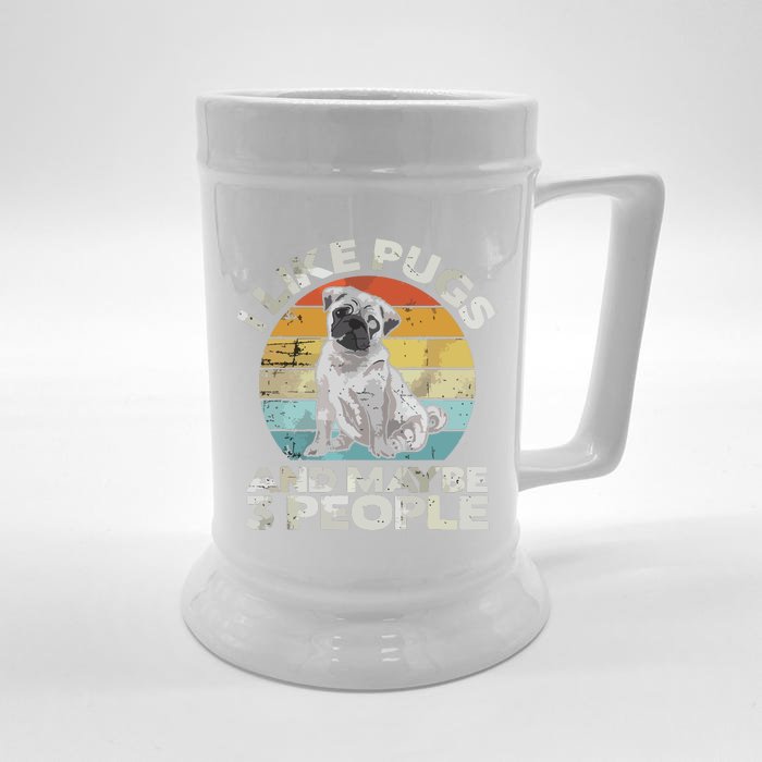 Pug Lover Dog Lover Gift Retro Pug Front & Back Beer Stein