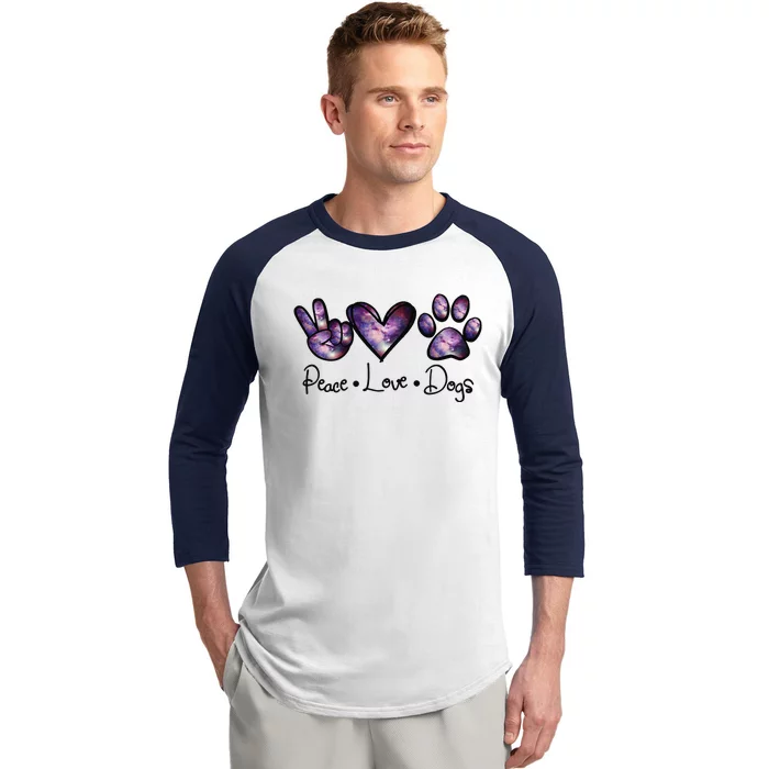 Peace Love Dogs Lover Puppy Paw Dog Funny Dog Lover Baseball Sleeve Shirt