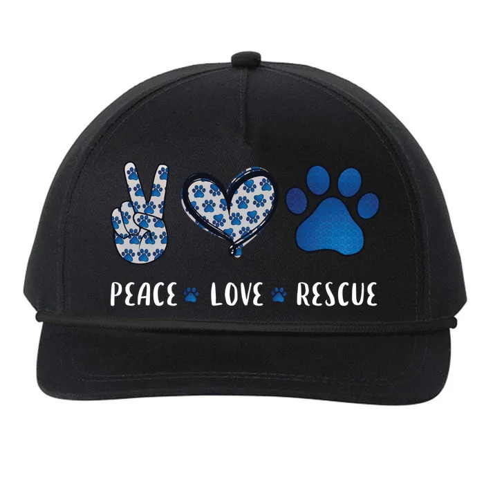 Peace Love Dog Cat Rescue Pets Funny Gift Vet Tech Gift Snapback Five-Panel Rope Hat