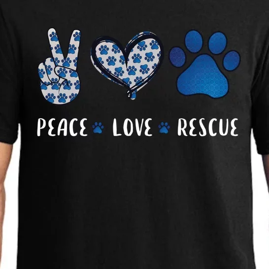 Peace Love Dog Cat Rescue Pets Funny Gift Vet Tech Gift Pajama Set