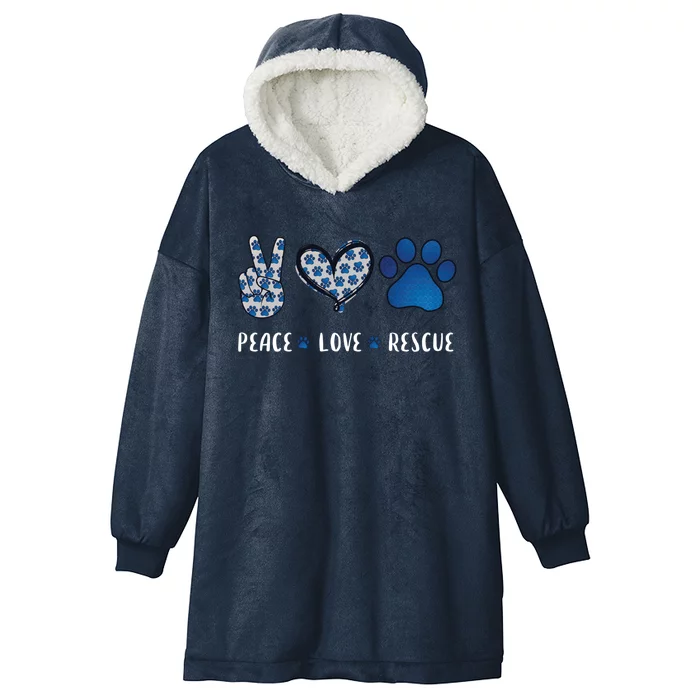 Peace Love Dog Cat Rescue Pets Funny Gift Vet Tech Gift Hooded Wearable Blanket