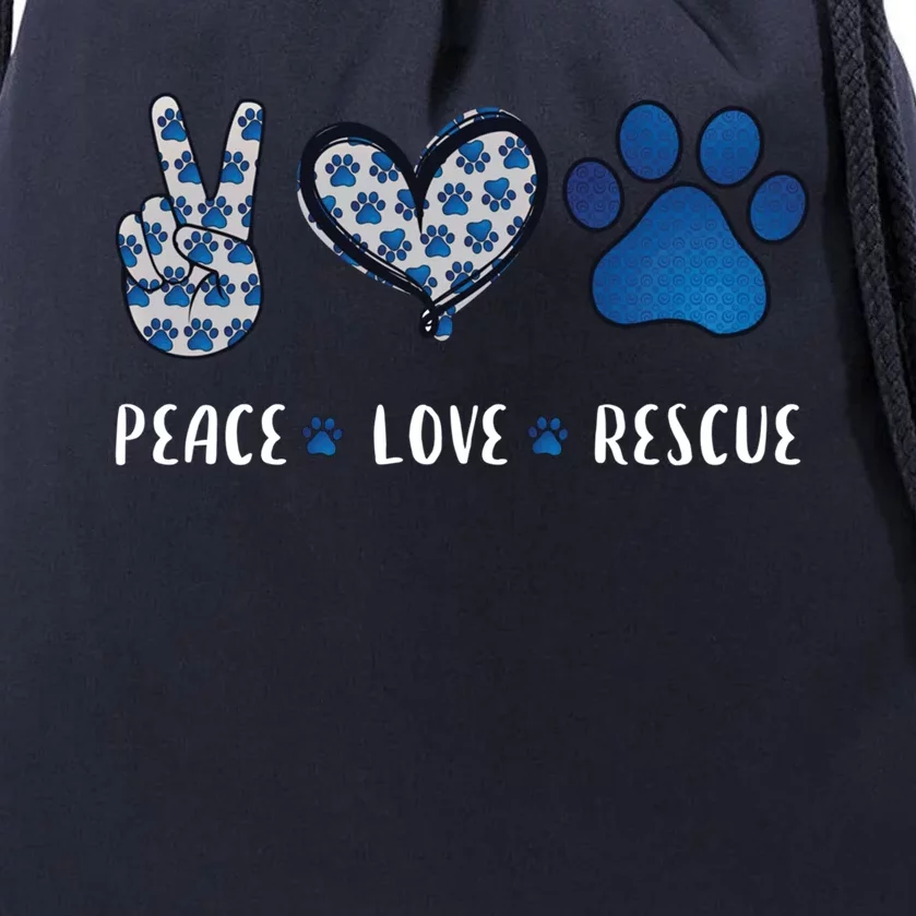 Peace Love Dog Cat Rescue Pets Funny Gift Vet Tech Gift Drawstring Bag