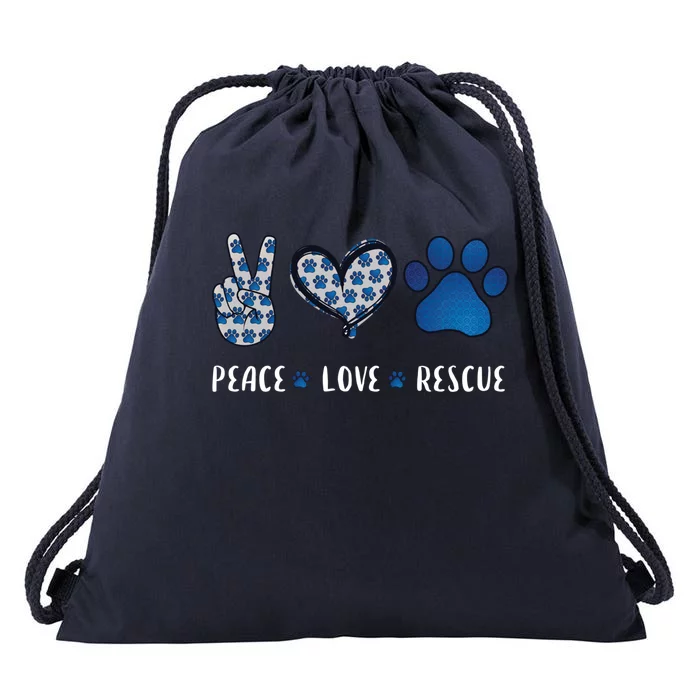 Peace Love Dog Cat Rescue Pets Funny Gift Vet Tech Gift Drawstring Bag