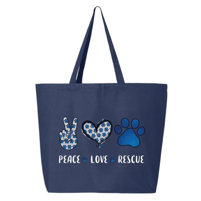 Peace Love Dog Cat Rescue Pets Funny Gift Vet Tech Gift 25L Jumbo Tote