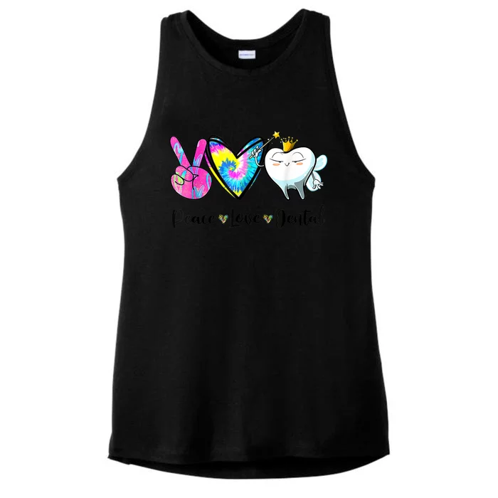 Peace Love Dental Hygienist Dental Assistant Dentist Office Ladies Tri-Blend Wicking Tank