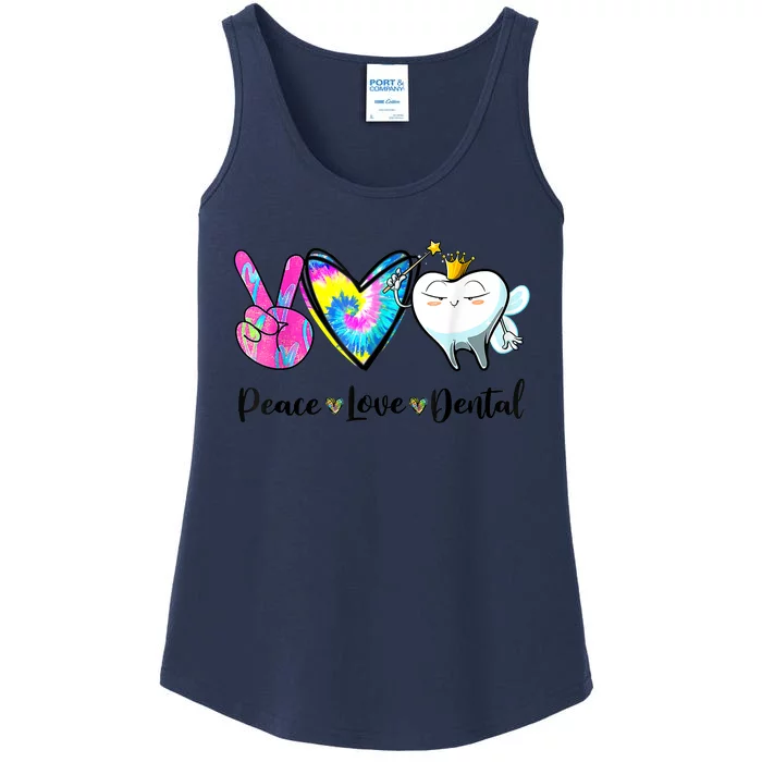 Peace Love Dental Hygienist Dental Assistant Dentist Office Ladies Essential Tank