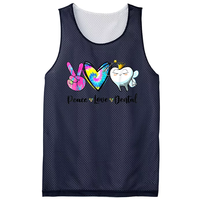 Peace Love Dental Hygienist Dental Assistant Dentist Office Mesh Reversible Basketball Jersey Tank