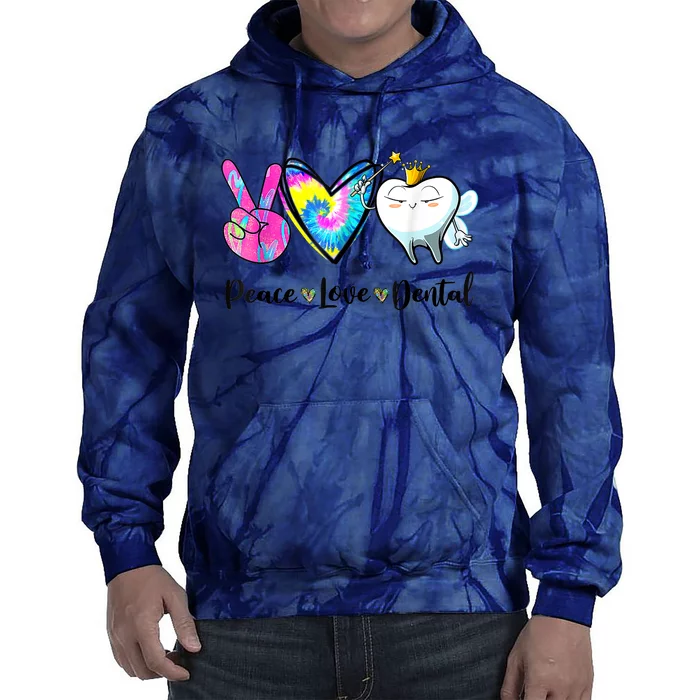 Peace Love Dental Hygienist Dental Assistant Dentist Office Tie Dye Hoodie