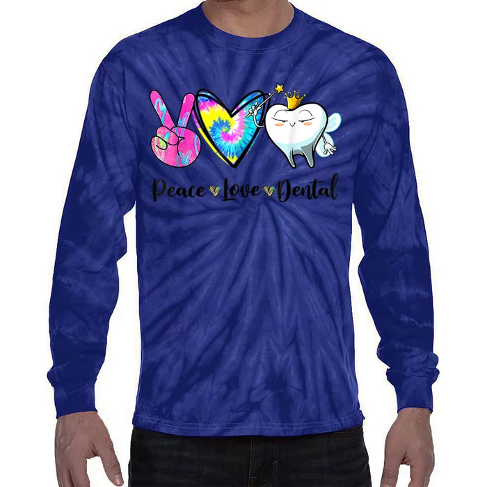 Peace Love Dental Hygienist Dental Assistant Dentist Office Tie-Dye Long Sleeve Shirt