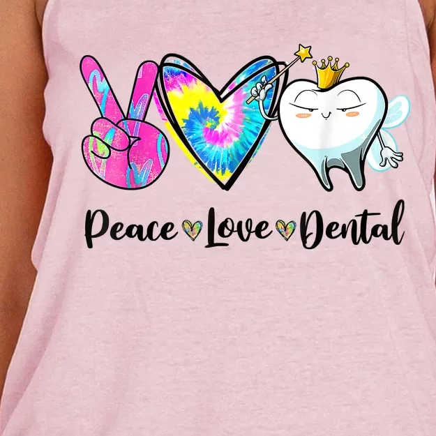 Peace Love Dental Hygienist Dental Assistant Dentist Office Women's Knotted Racerback Tank