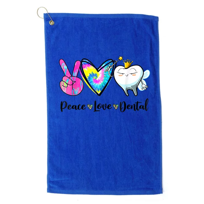 Peace Love Dental Hygienist Dental Assistant Dentist Office Platinum Collection Golf Towel