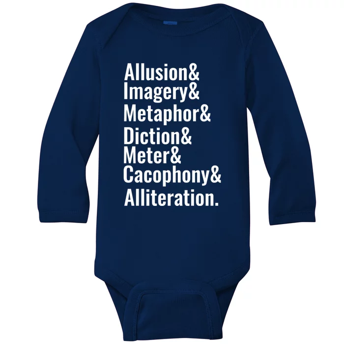 Poetry Literary Devices Literature Words Quote Great Gift Baby Long Sleeve Bodysuit