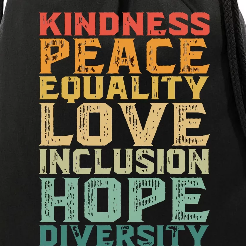 Peace Love Diversity Inclusion Equality Black History Month Drawstring Bag