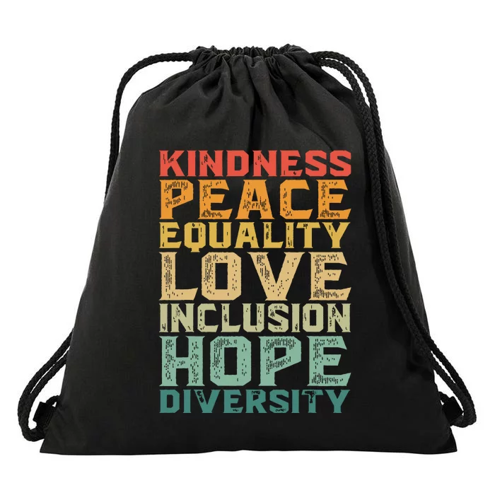 Peace Love Diversity Inclusion Equality Black History Month Drawstring Bag