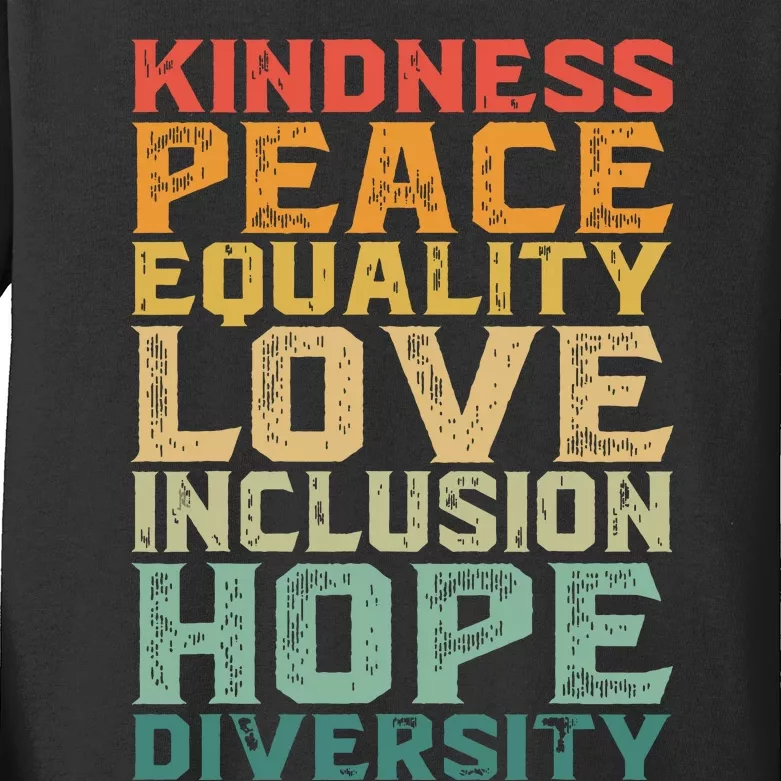 Peace Love Diversity Inclusion Equality Black History Month Kids Long Sleeve Shirt