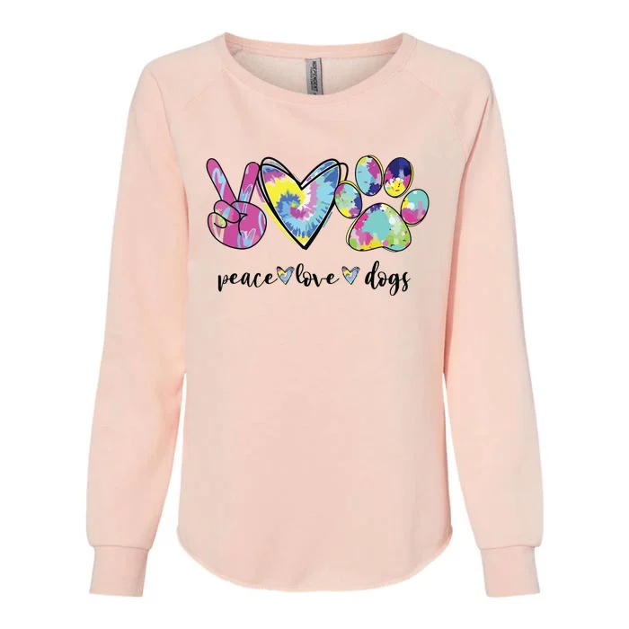 Peace Love Dogs Lover Puppy Paw Dog Womens California Wash Sweatshirt