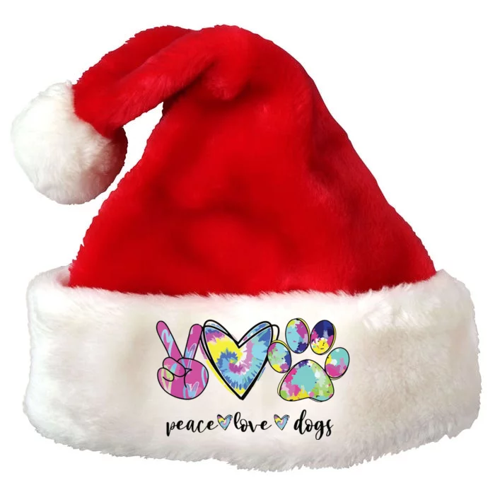 Peace Love Dogs Lover Puppy Paw Dog Premium Christmas Santa Hat