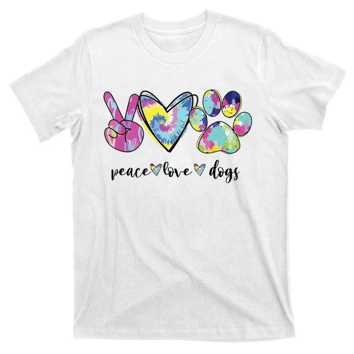 Peace Love Dogs Lover Puppy Paw Dog T-Shirt