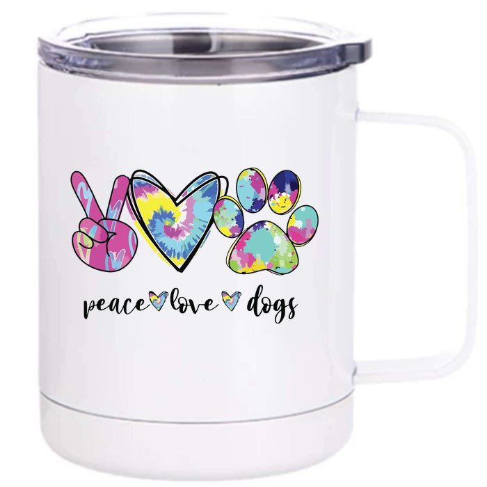 Peace Love Dogs Lover Puppy Paw Dog Front & Back 12oz Stainless Steel Tumbler Cup