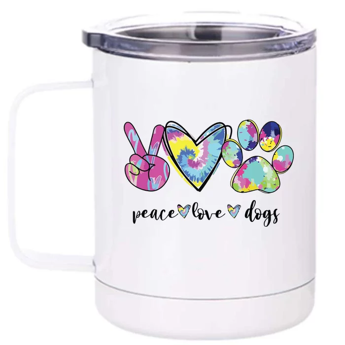 Peace Love Dogs Lover Puppy Paw Dog Front & Back 12oz Stainless Steel Tumbler Cup