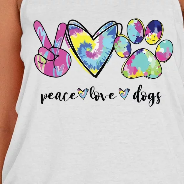 Peace Love Dogs Lover Puppy Paw Dog Women's Knotted Racerback Tank