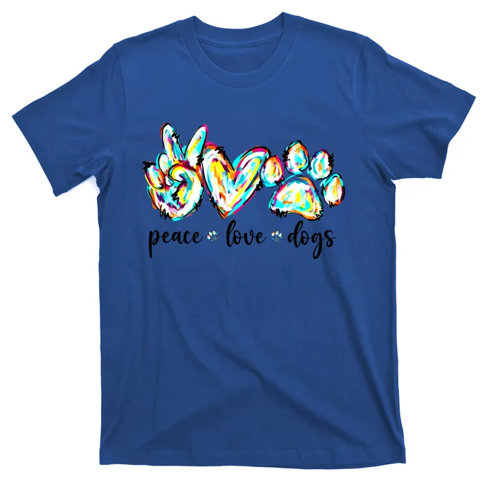 Peace Love Dogs Paw Print Happy Dog Day Dog Lover Gift T-Shirt