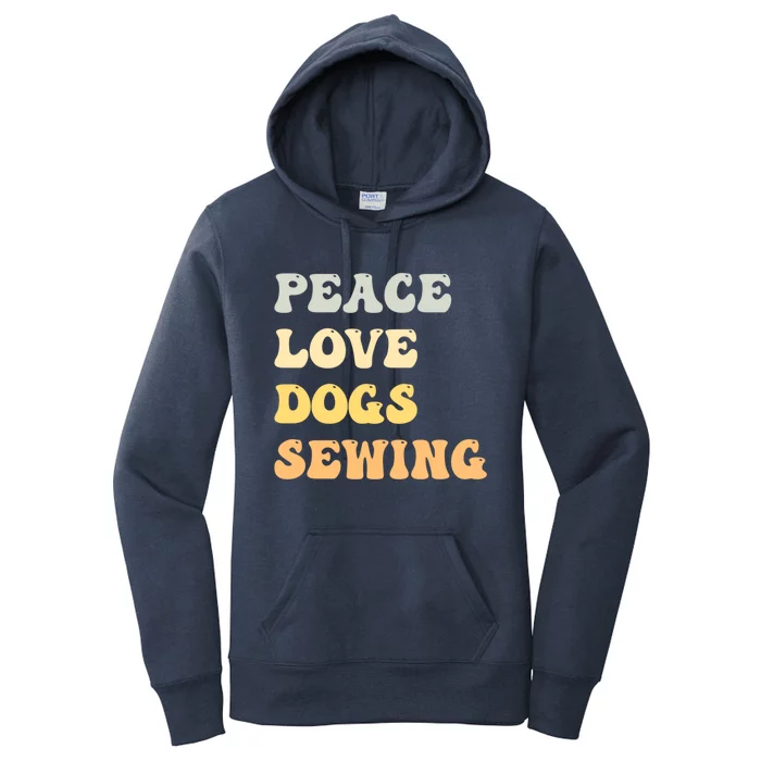 Peace Love Dogs Sewing Funny Retro Gift Women's Pullover Hoodie