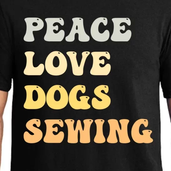 Peace Love Dogs Sewing Funny Retro Gift Pajama Set