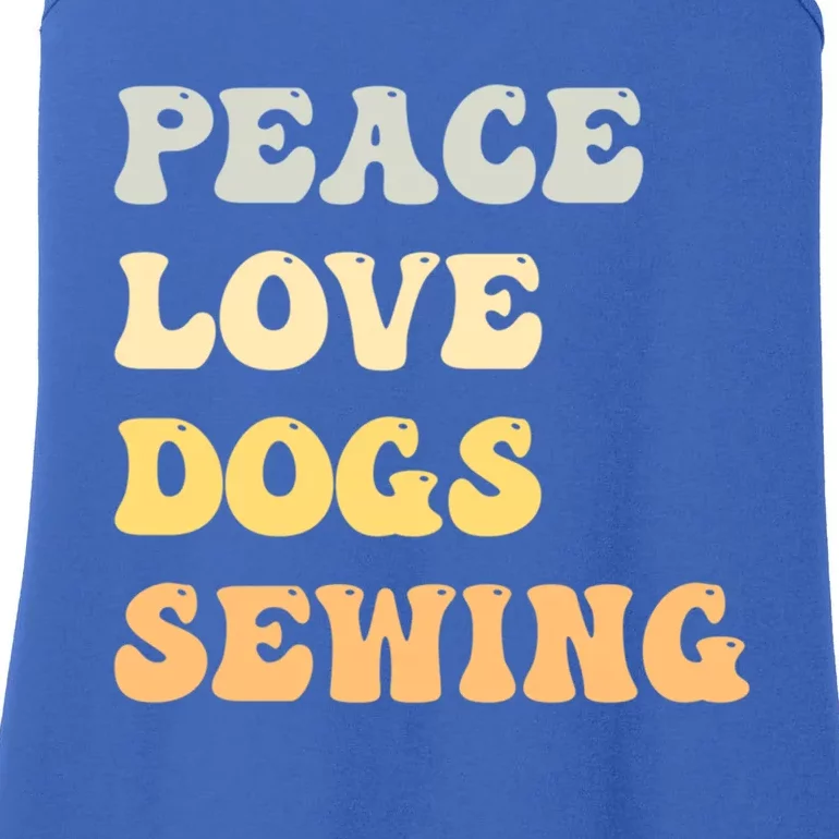 Peace Love Dogs Sewing Funny Retro Gift Ladies Essential Tank