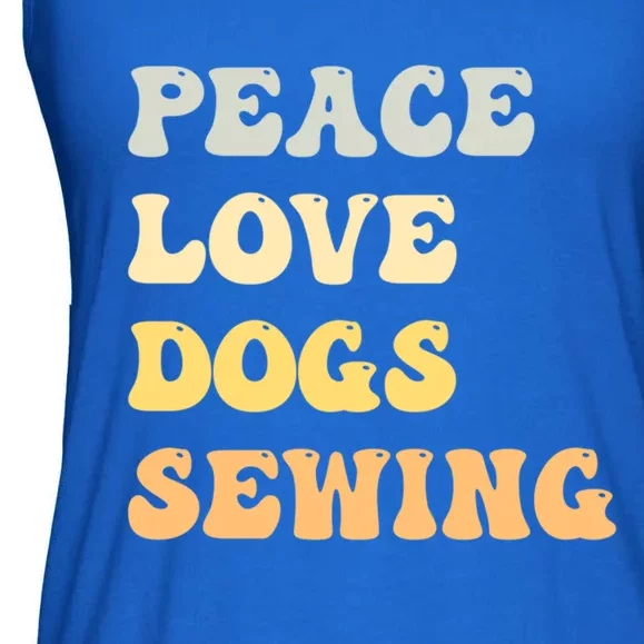 Peace Love Dogs Sewing Funny Retro Gift Ladies Essential Flowy Tank