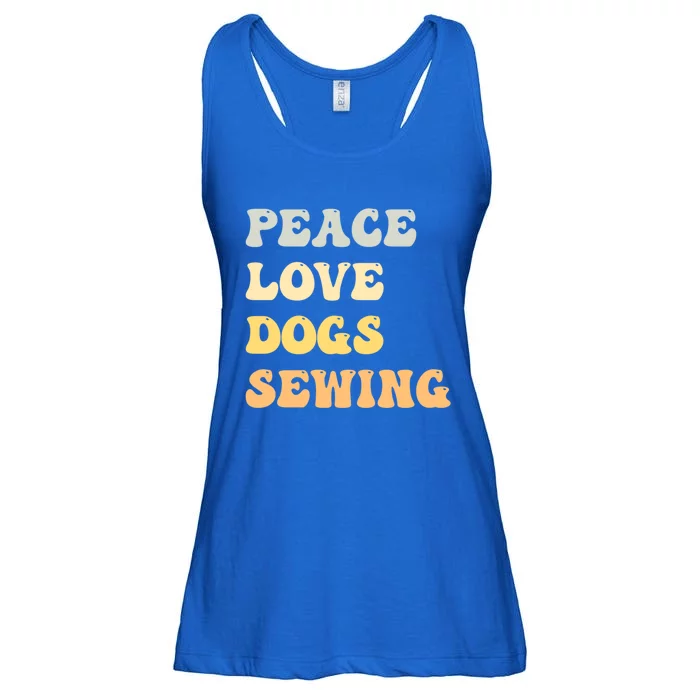 Peace Love Dogs Sewing Funny Retro Gift Ladies Essential Flowy Tank