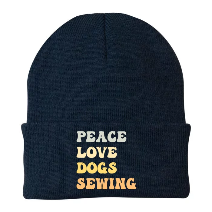 Peace Love Dogs Sewing Funny Retro Gift Knit Cap Winter Beanie