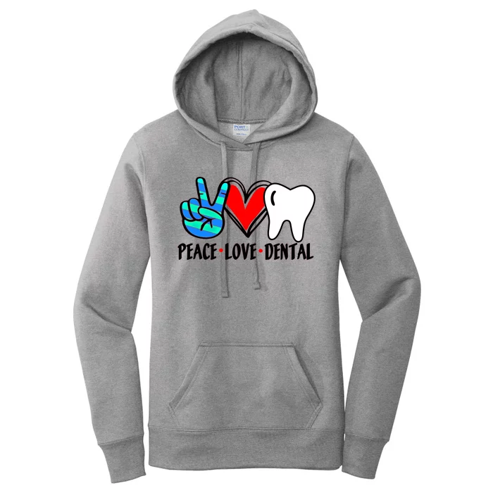 Peace Love Dental Hygienist Assistant Ladies Dentist Gift Women's Pullover Hoodie