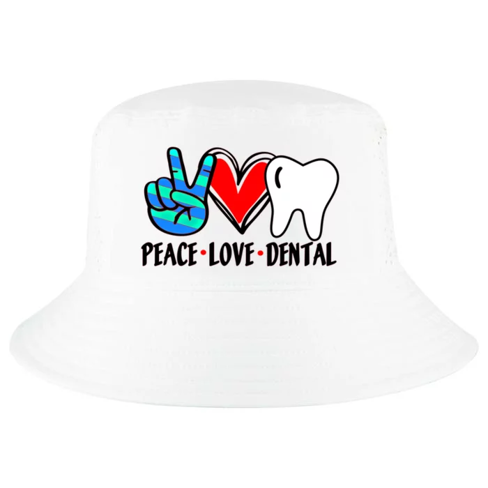 Peace Love Dental Hygienist Assistant Ladies Dentist Gift Cool Comfort Performance Bucket Hat