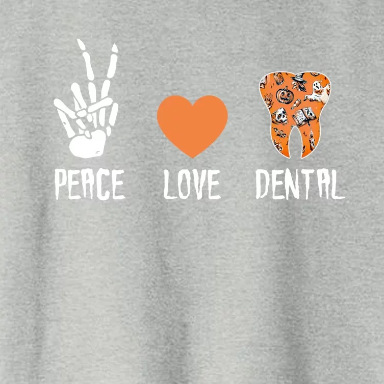 Peace Love Dental Spooky Dental Assistant Halloween Dentist Gift Women's Crop Top Tee