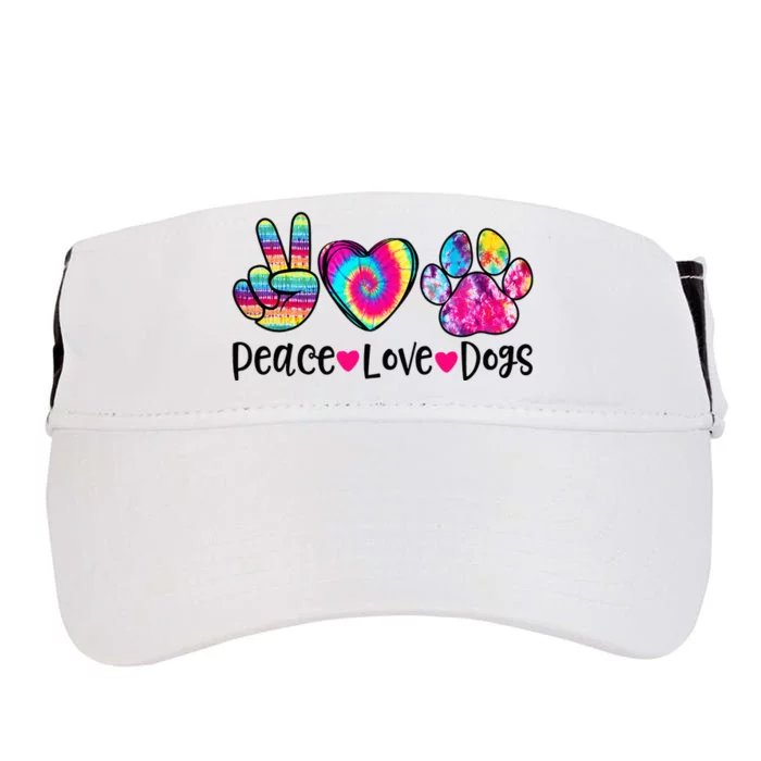 Peace Love Dogs Tie Dye Dog Paw Dog Mom Mother's Day Adult Drive Performance Visor