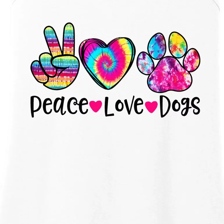 Peace Love Dogs Tie Dye Dog Paw Dog Mom Mother's Day Ladies Essential Tank