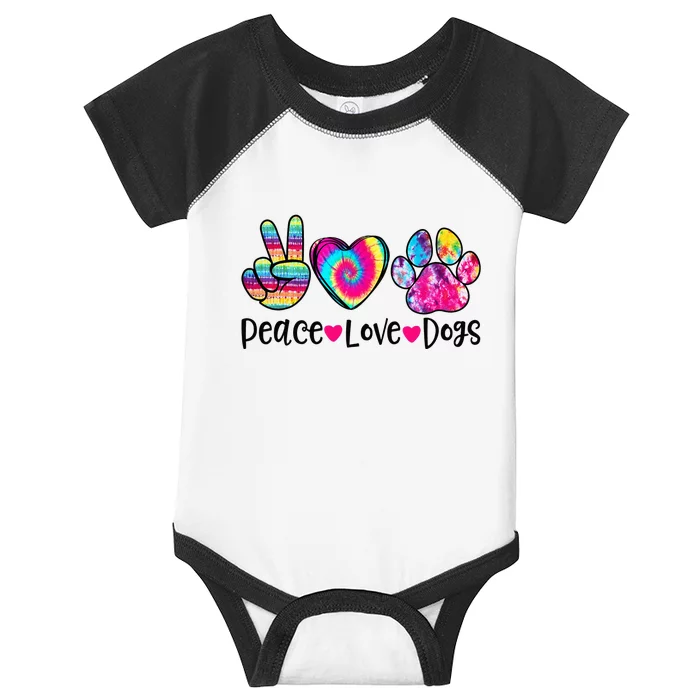 Peace Love Dogs Tie Dye Dog Paw Dog Mom Mother's Day Infant Baby Jersey Bodysuit